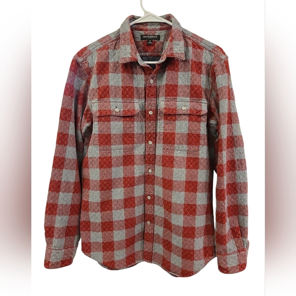 BANANA REPUBLIC PLAID SHIRT/JACKET SHACKET QUILTED BUTTON UP SLIM FIT. SIZE MED.